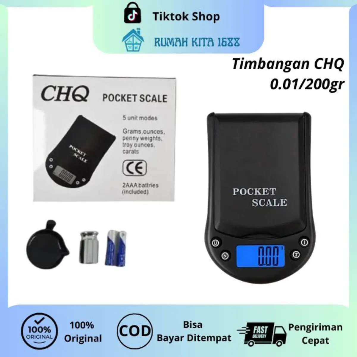 (COD)Timbangan Emas Pocket Digital CHQ Original