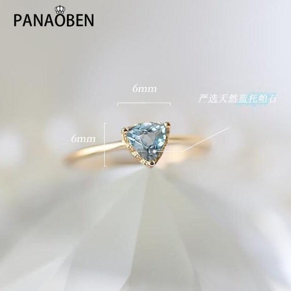 Nhẫn Xanh da trời nguyên bản dành cho nam và nữ, nhẫn mở hình tam giác có thể điều chỉnh, Retro, thương hiệu phụ nữ, đồ trang sức bạc, dễ thương, phụ kiện thời trang Hàn Quốc, nhẫn cặp đôi, Vintage 0