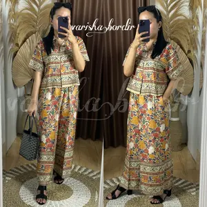 Piyama Wanita Kekinian One Set Atasan Crop & Celana Kulot Hightwaist Bahan Rayon Viscose Nyaman Ringan Dan Dingin Cocok Untuk Berat Badan 40-75kg