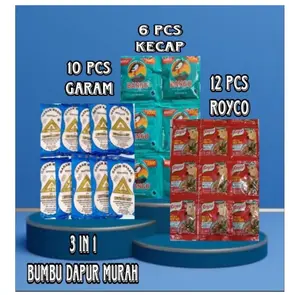3 IN 1 Paket Dapur Murah.10 Pcs Garam & 12 Pcs Royco & 6 Pcs Kecap Bango