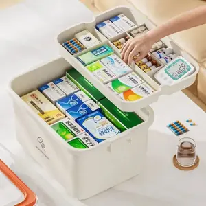Large Capacity Medicine Box Portable Home First Aid Medical Kit Family Emergency Medicine Box with Multi-layer Drug Storage Case - XL C3599C