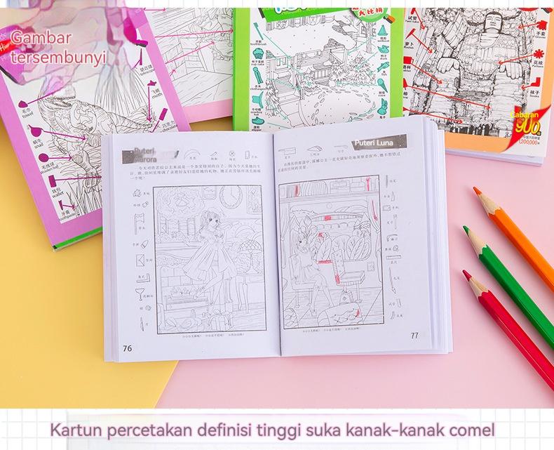 Product Introduction of Gambar Tersembunyi, Cari dan Sembunyikan, Mencabar Pemikiran dan Penumpuan, 900 Gambar Tersembunyi, Graffiti dan Mewarna, Sesuai untuk Buku Kanak-kanak Stationery 8