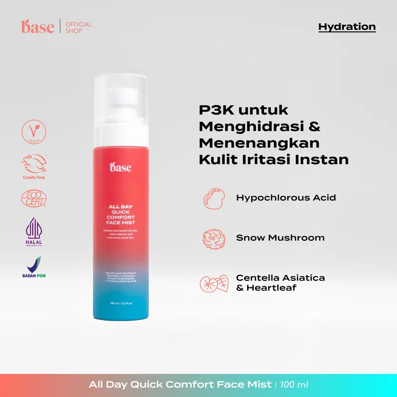 [LAGI VIRAL] BASE All Day Quick Comfort Face Mist Hypochlorous Acid Anti bakteri lawan Jerawat &  Iritasi 4