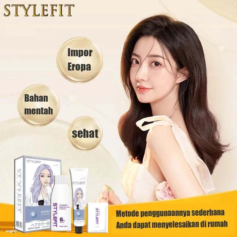 【Gratis hair mask dan alat cat】Cat rambut 210ml ungu hitam warna natural,Tidak perlu bleach,Tanpa ammonia,Cowok cewek bisa pakai(cat pewarna rambut,hair color,pewarna rambut,cat rambut ash brown hair color,cat rambut bleaching ,cat rambut coklat) 4