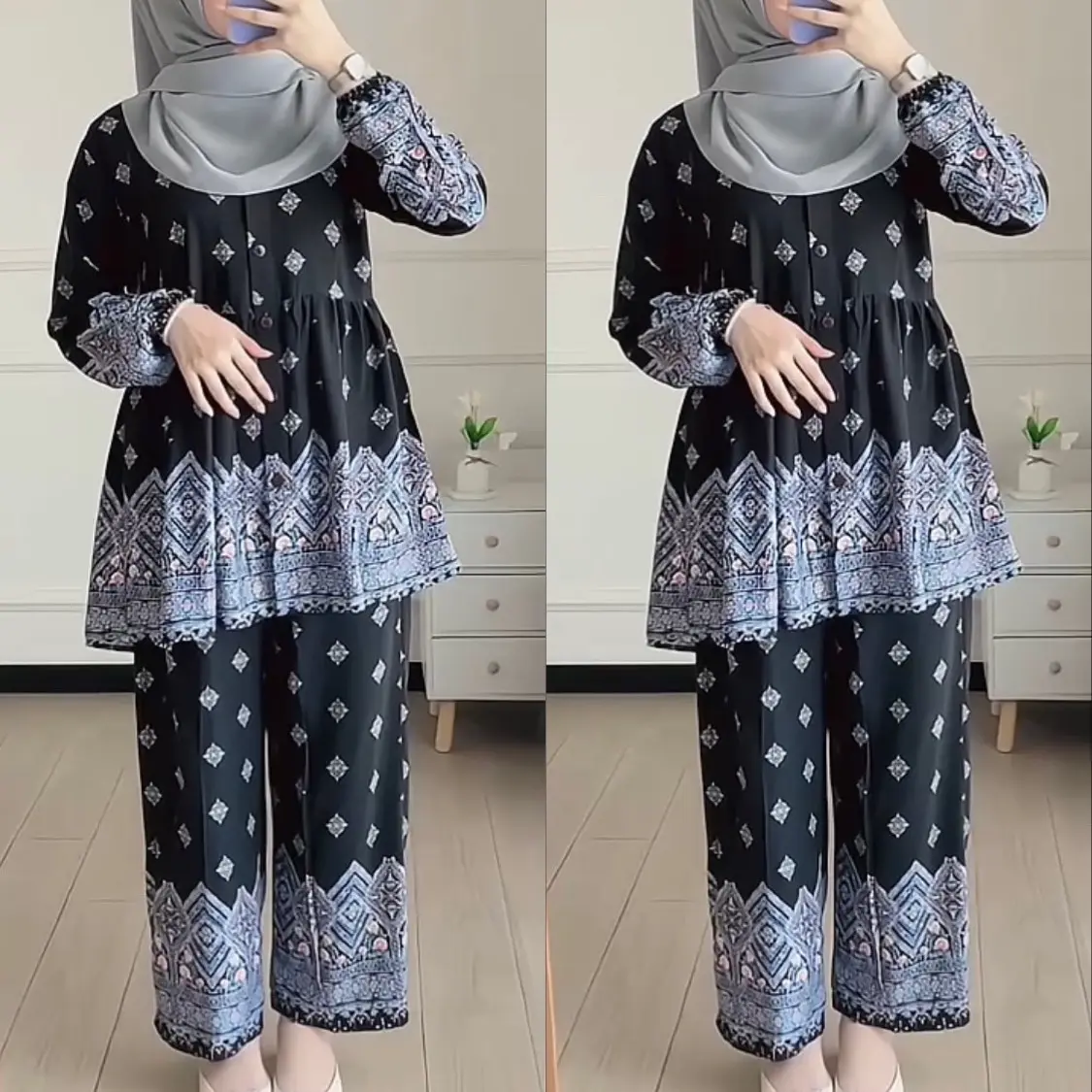 ONE SET PIYAMA RAYON VISCOSE / PIYAMA RAYON PREMIUM / PIYAMA KOMBINASI / PIYAMA MOTIF ADA SIZE S M L XL Setelan