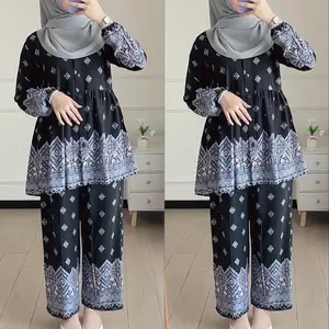 ONE SET PIYAMA RAYON VISCOSE / PIYAMA RAYON PREMIUM / PIYAMA KOMBINASI / PIYAMA MOTIF ADA SIZE S M L XL