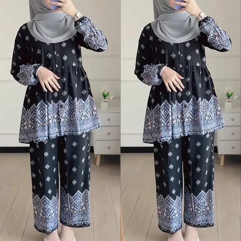 ONE SET PIYAMA RAYON VISCOSE / PIYAMA RAYON PREMIUM / PIYAMA KOMBINASI / PIYAMA MOTIF ADA SIZE S M L XL Setelan 0