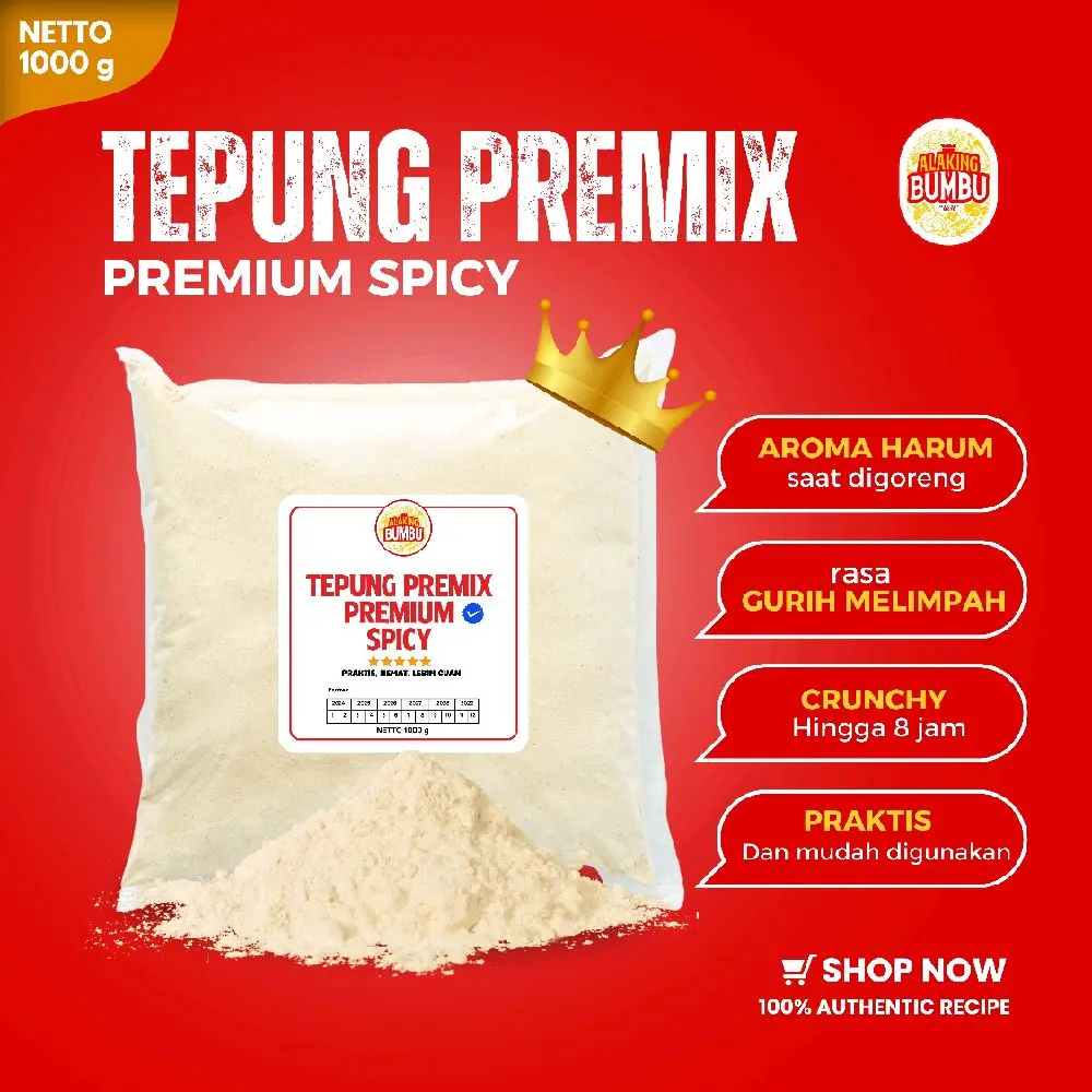 ALAKING BUMBU TEPUNG PREMIX PREMIUM SPICY/TEPUNG AYAM CRISPY/ KENTUCK Bahan