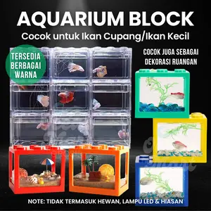 Soliter Akrilik Mini Susun Tank Aquarium Kandang Tempat Akuarium Kaca Kecil Ikan Hias Guppy Emas Cupang