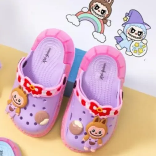 sandal baim lampu LID labubu anak anak viral 168-4XS (19-29) sandal baim anak anak karakter labubu menyala terbaru Fashion Sepatu 3
