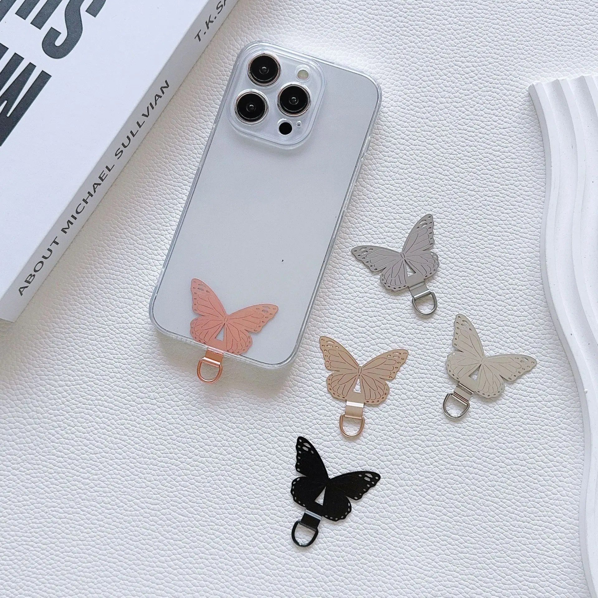 Klip Ponsel Butterfly Connector HP Stainless Steel  Konektor Lentur Baja Tahan  Karat Anti Karat Penghubung Tali Ponsel Anti Hilang Lost Card Casing Ponsel Universal