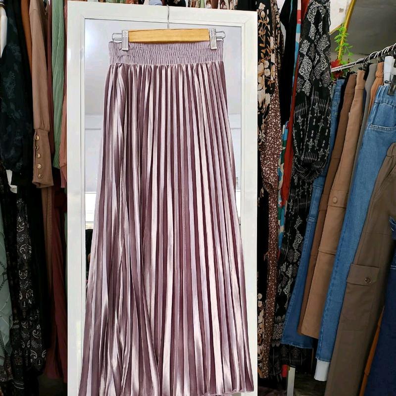 Rok plisket beludru kakya wanita moden dan kekinian free size quality premium Panjang 90cm 6