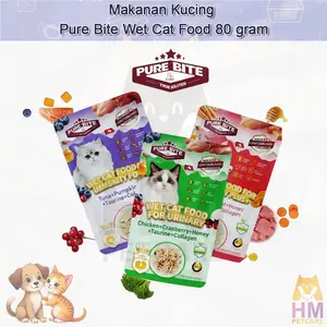 PUREBITE Cat Wet Food Makanan Kucing Basah Pouch 80gr Skin & Coat Immunity Plus Urinary 100% Grain Free Gluten Free