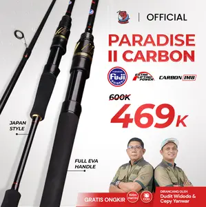 Joran Paradise II Carbon Solid IM8 180cm Free 2 Stopper | 2 Pilihan Handle Full Eva & Japan Style Garansi 1 Tahun Extra Lifting Power | Ring Full Fuji | J2C