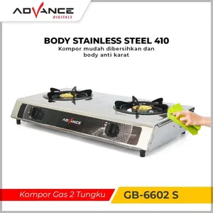 Advance GB-6602S Kompor Gas 2 Tungku Stainless Steel