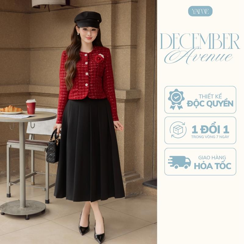  YAME - Áo Dạ Tweed Đính Cườm Nhiều Màu Có Túi Đính Tag Hoa Trà Thanh Lịch Công Sở Sonder YA788 