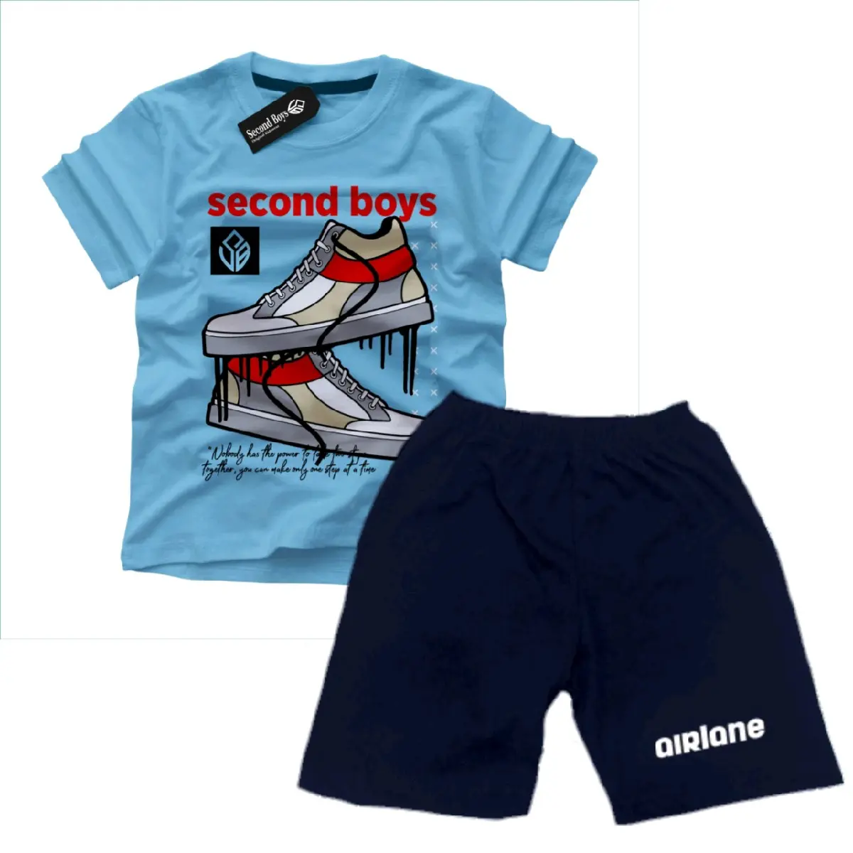 kaos setelan anak distro motif sepatu kece