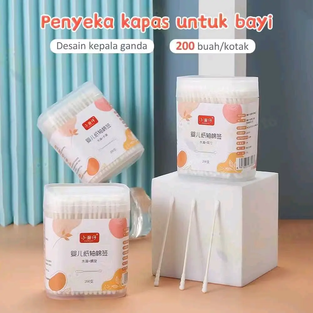 200 pcs Baby Cotton Buds Bud Spiral isi 200 Pembersih Telinga, Hidung Ear Picks
