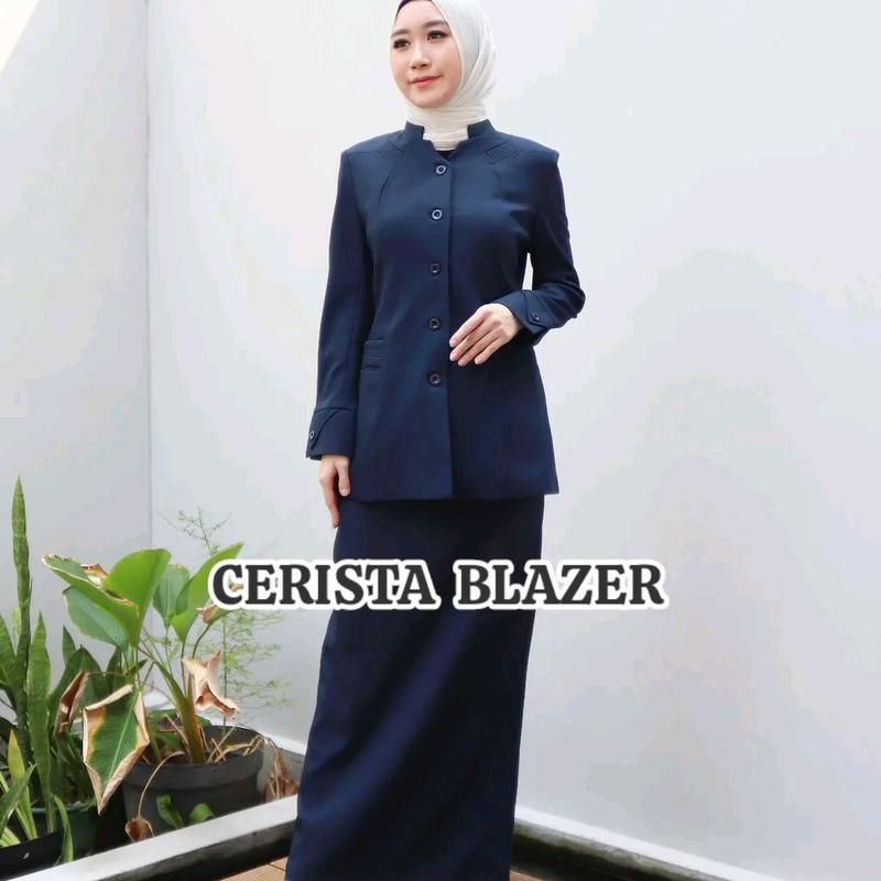 Seragam guru Navy set rok span (270). 1