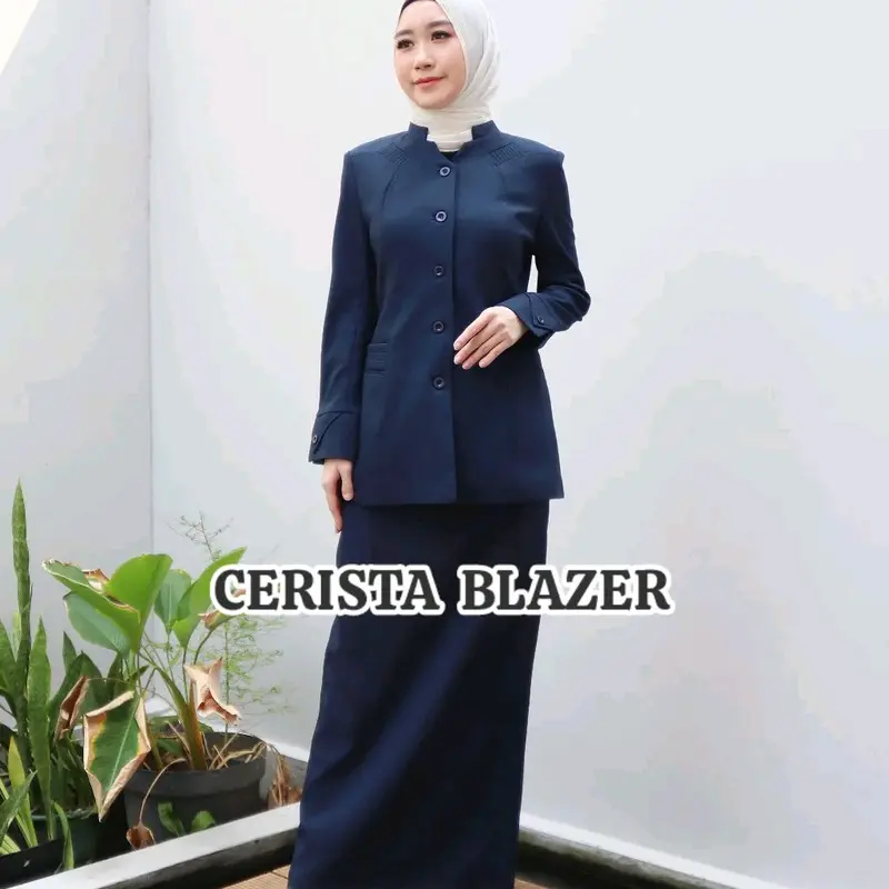 Seragam guru Navy set rok span (270). 1