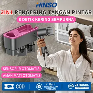 COD 2IN1 Tempel Dinding Tanpa Bor, Pengering Rambut & Pengering Tangan  Sensor IR Otomatis Daya Pengering Tangan Cepat Kering 8 Detik 1500W