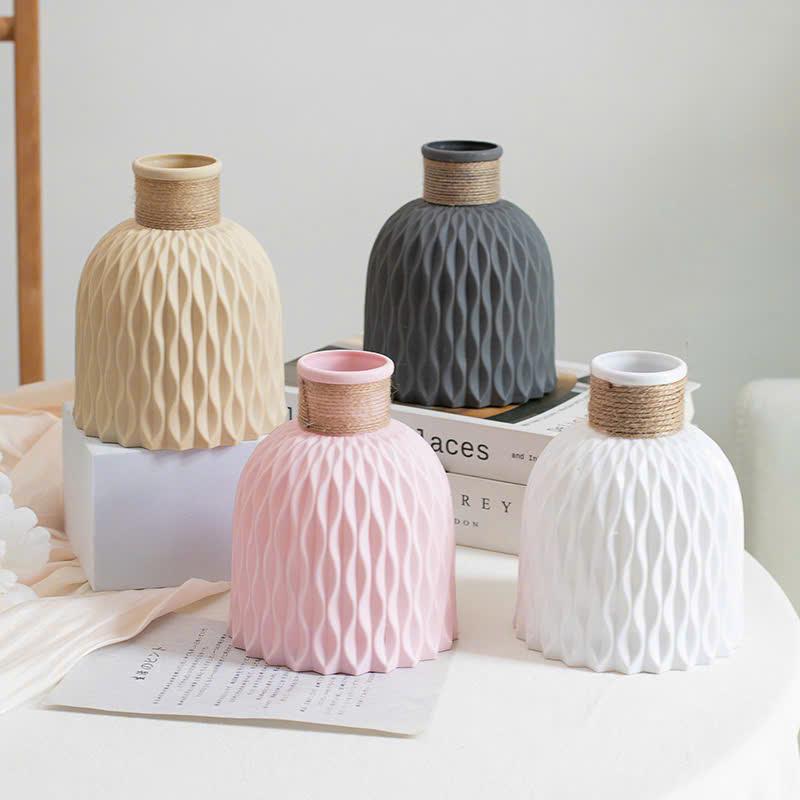 Bình hoa lọ hoa nhựa dáng Origami thắt lưng giả gốm decor phong cách bắc âu họa…