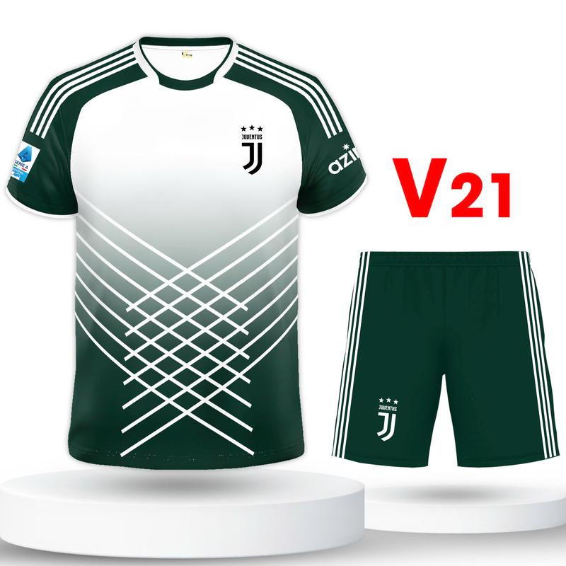 Bộ quần áo bóng đá, đồ đá banh Ju Ven Tút thun mè hàn cao cấp logo thêu Top Sport