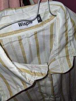 Product Review of Wispie Girl Boss Fitted Shirt | Kemeja kerja wanita fit garis stripe karet Lembut pink hijau biru from م** 2