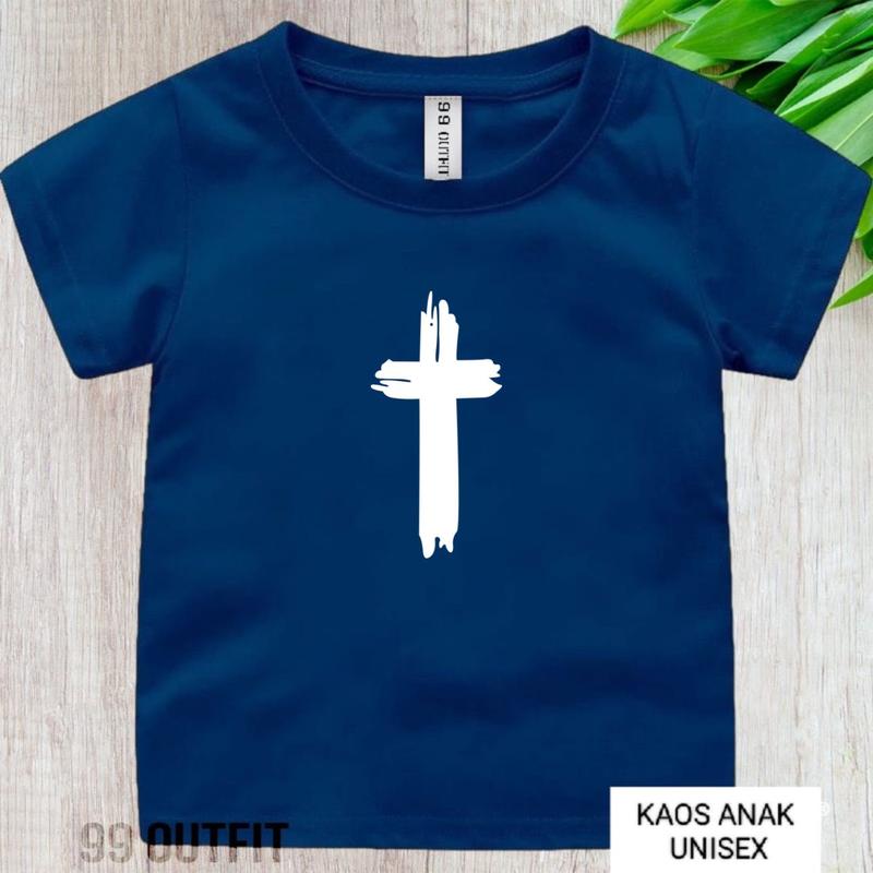 kaos distro anak unisex salib yesus/kaos rohani anak tangan pendek bisa cod 2