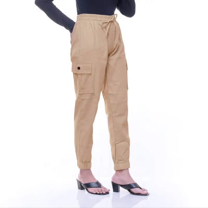 Celana cargo wanita full karet// Baggy pants joget wanita Twill combed Panjang Kulot Basic 2