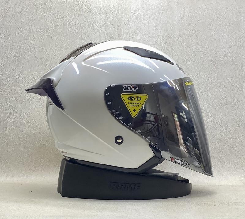 KYT Galaxy Flat R Solid White I Flat Visor Iridium I Spoiler - Helm Half Face Motorcycle 5