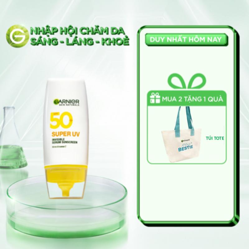 [MUA 2 TẶNG 1 QUÀ] Serum chống nắng mỏng nhẹ bảo vệ tối ưu SPF 50+ | PA++++ Garnier Skin Naturals Super UV Invisible Serum Sunscreen 30ML