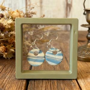 FSJDWHDKY Women's Handmade Blue Texture Earrings, Anti-Allergenic, 2.5 cm Diameter, Ideal for Daily Wear, Comes with Gift Boxes a little happiness shared by the whole family jco jewellery jewelry hot personalised boyfriend personalized valentines day