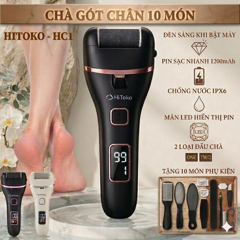 Máy chà gót chân tẩy tế bào chết 3 đầu mài 2 chế độ Hitoko HC1 , máy mài gót…