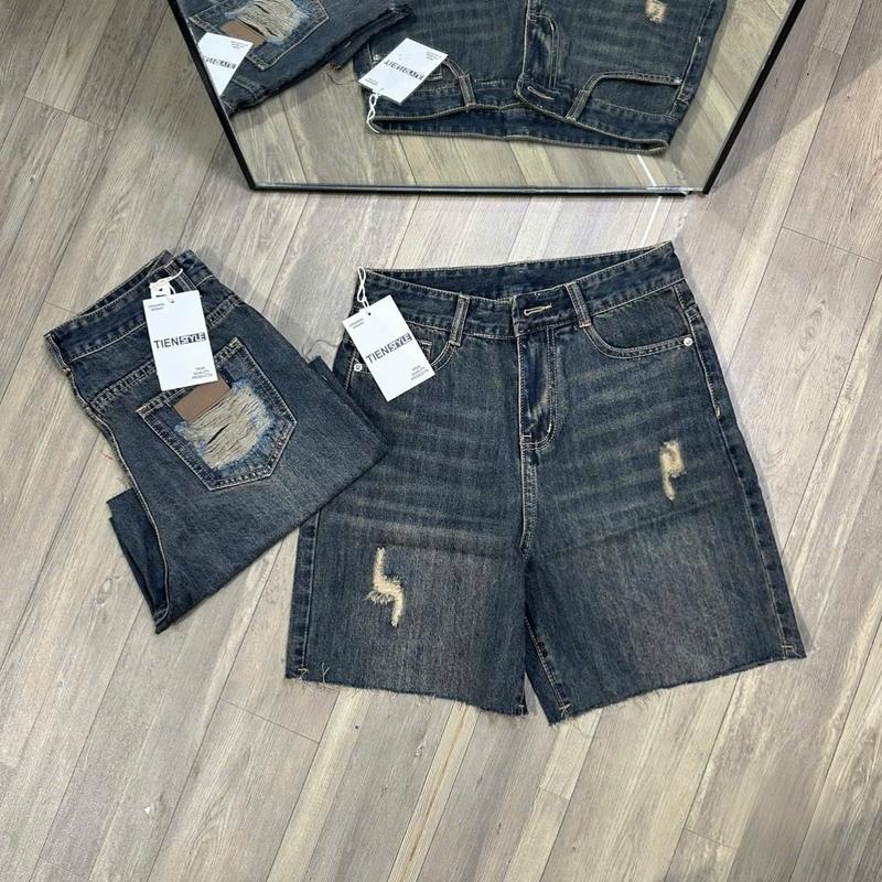 TIENSTYLE Quần Jean Ngố Lai Tua Cào Rách Túi Mạc Da Cho Nữ Có Bigsize 80kg S-5XL - Women Pants Denim Vải Jean QC Cotton Không Giãn Dày Dặn Chất Vải Mềm Mịn