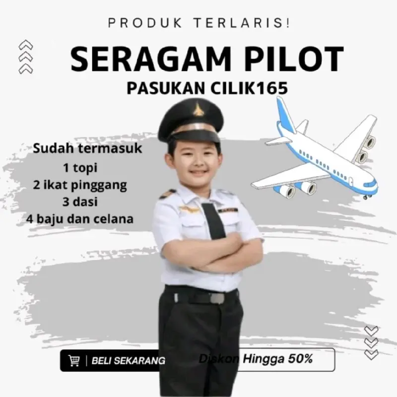 Baju Seragam Pilot Anak Sekolah TK/PAUD Laki-laki/Perempuan Terbaru - Fashion 6