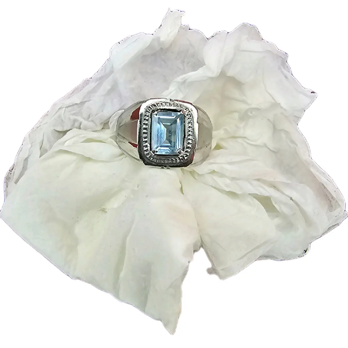 Natural Blue Topaz Swiss 1.84crt Ring Monel size 10