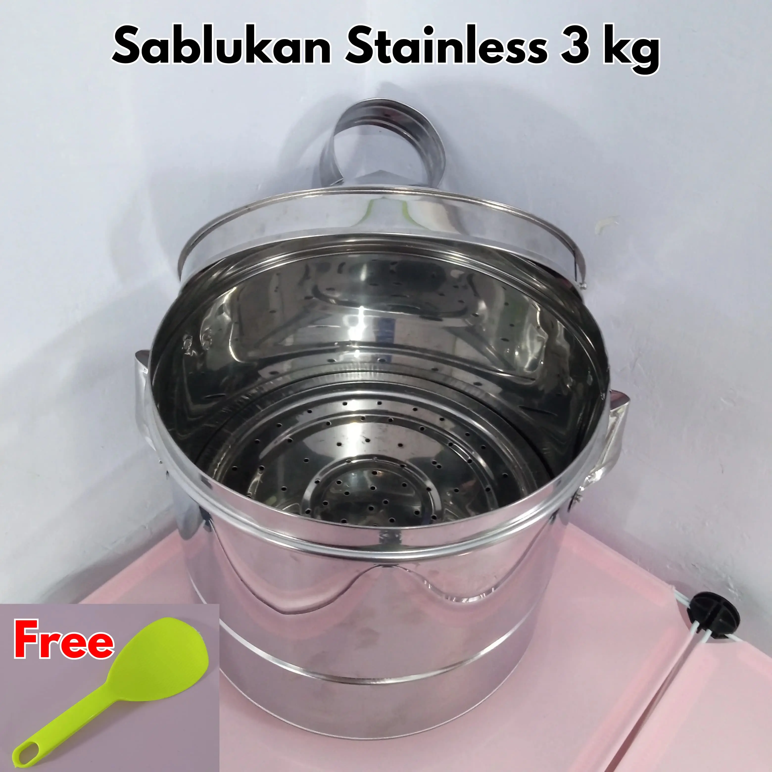 Dandang Kukus Nasi 3KG Free sendok Nasi