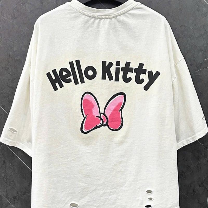 ÁO PHÔNG COTTON HAI CHIỀU LẠNH THÊU ĐÁP KIM SA HÌNH MẶT MÈO RÁCH TAY 1
