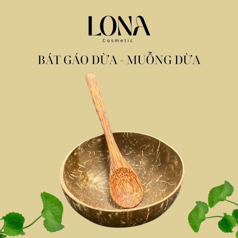 Bộ sản phẩm Bát gáo - muỗng dừa dùng để trộn bột tắm Lona Cosmetic 0