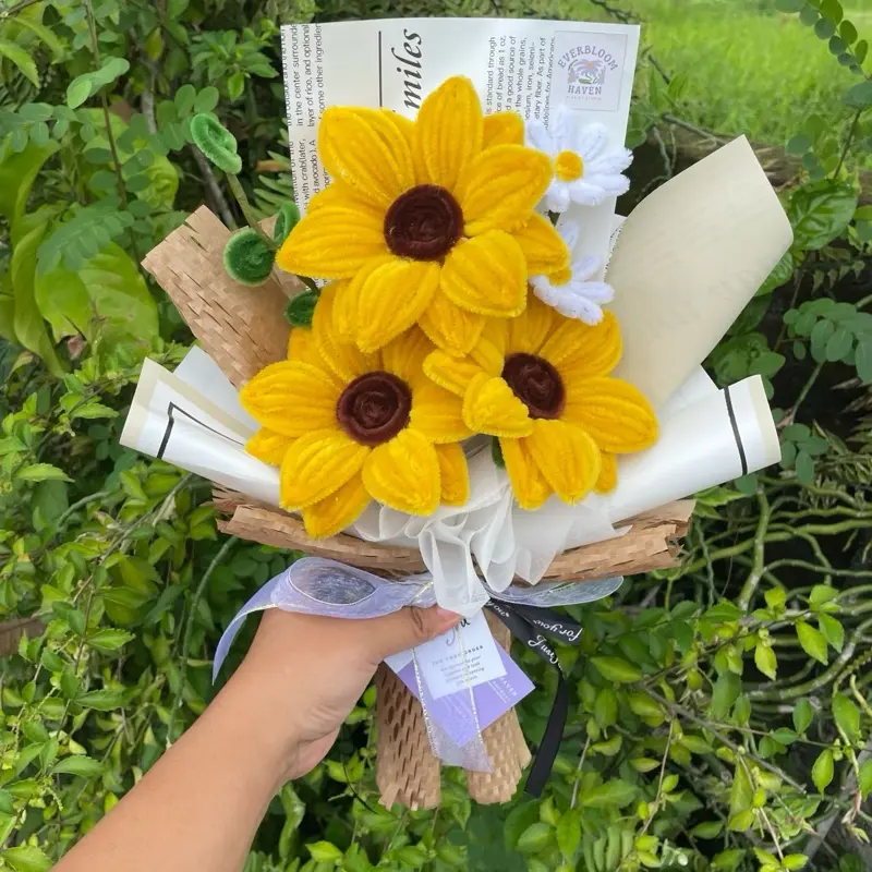 Buket bunga matahari, buket kawat bulu, buket artificial, gift, wisuda, anniversary 5