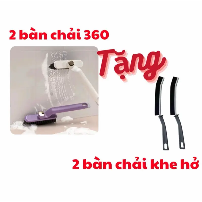 [2 tặng 2] Bàn chải chà sàn 360 độ tặng 2 bàn chải khe hở. Bàn chải chà sàn, chà tường có thể xoay 360 độ sử dụng Làm Sạch cho nhiều ngóc ngách