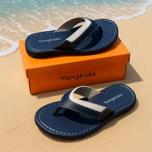 Yongkidz Sandal Anak Laki-Laki Cowok Jepit Tanggung Kekinian Warna Tan & Navy Premium Quality Bahan Sintetik Nyaman Sol Empuk Size 26-37 Original Matahari Fashion