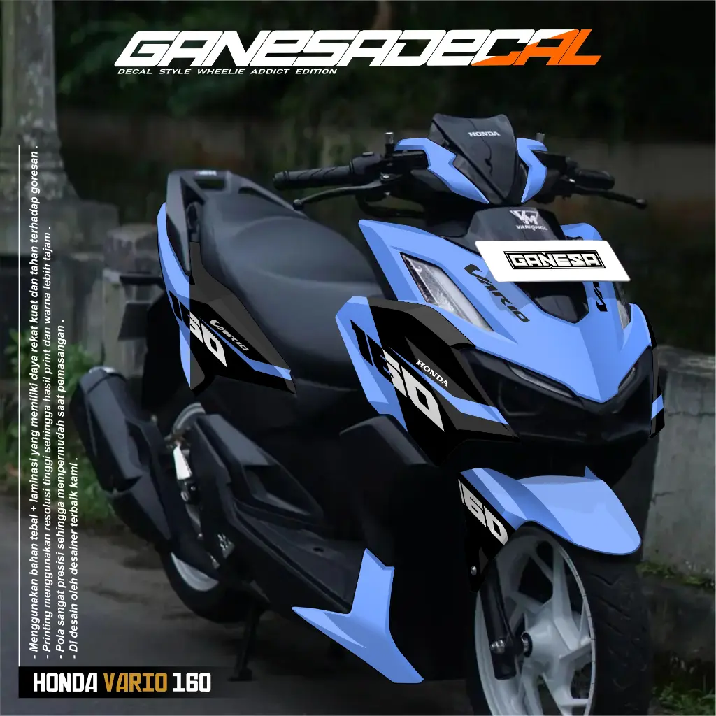 Decal stiker Vario 160 New ABS/NON ABS full body Dekal Sticker Motor Honda Vario 160 fullbody Custom Variasi Desain Grafis Elegan Ganesa 24.11