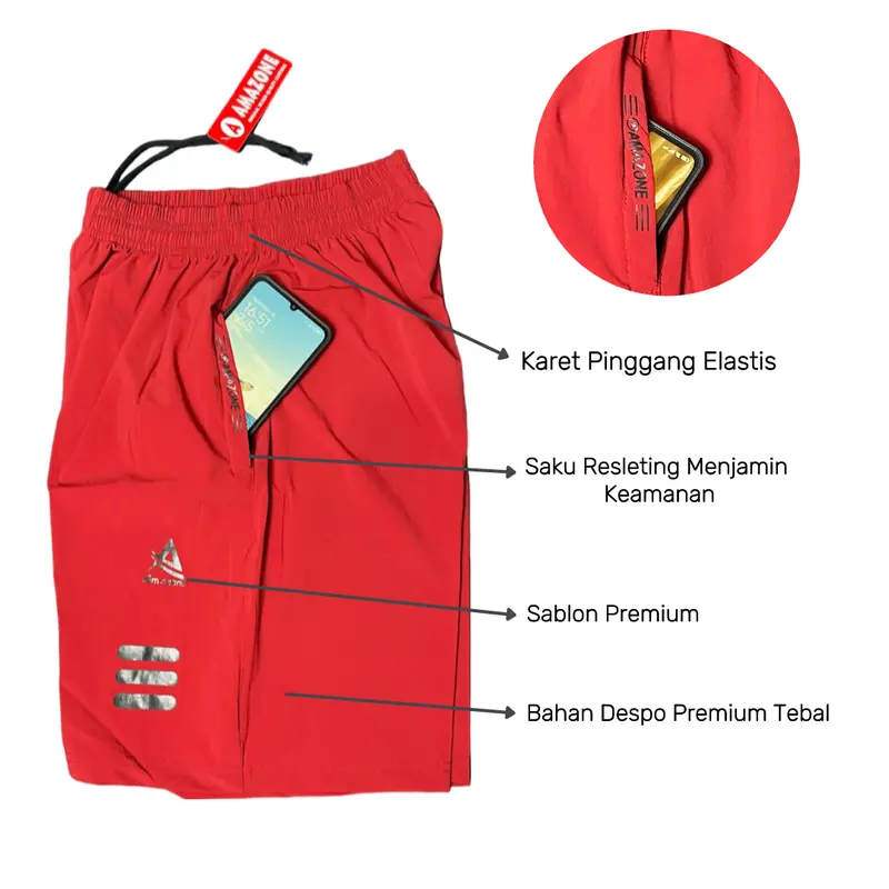 Celana Pendek Olahraga Sport Short Pant Running Pria Dewasa Saku Resleting Pantai Casual Kolor Cowok Gym Fitnes Badminton Jogging Lari Volly Basket Futsal Parasut Premium Bahan Tebal Berkualitas Nyaman Standar Panjang Karet Pinggang Cepat Kering All Size 1