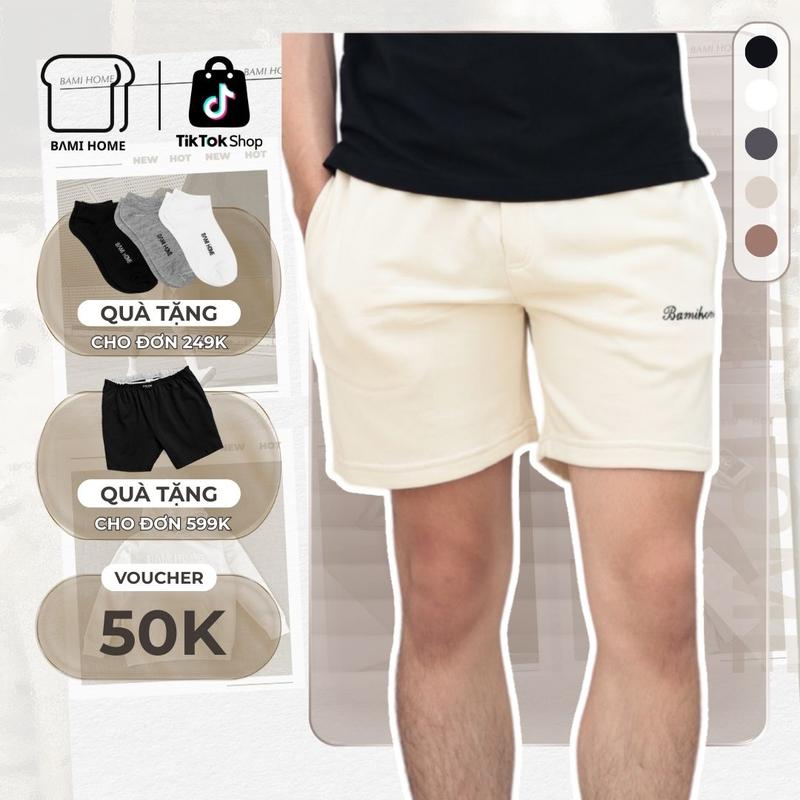 Quần short nam SIGNATURE chất vải nỉ chân cua thoáng khí, thiết kế basic, lưng thun co giãn thoải mái, form trên gối dễ phối đồ QN26 BAMIHOME store