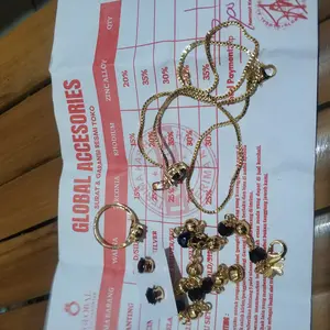 COD SET PERHIASAN BEST SELLER EMAS 24K MOTIF PERMATA HITAM WANITA DEWASA KEKINIAN POPULER CANTIK ELEGAN MEWAH AKSESORIS FASHION JEWELRY