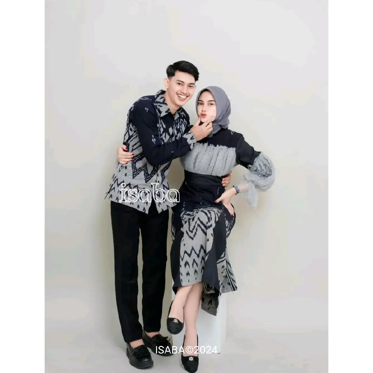 Dress Rahayu Set Couple Kondangan Baju Tenun Sarimbit Keluarga Gamis Wanita Muslim Pasangan Kondangan Lamaran Kemeja Batik Pria Panjang Pesta Seragam Katun Setelan Motif Pendek