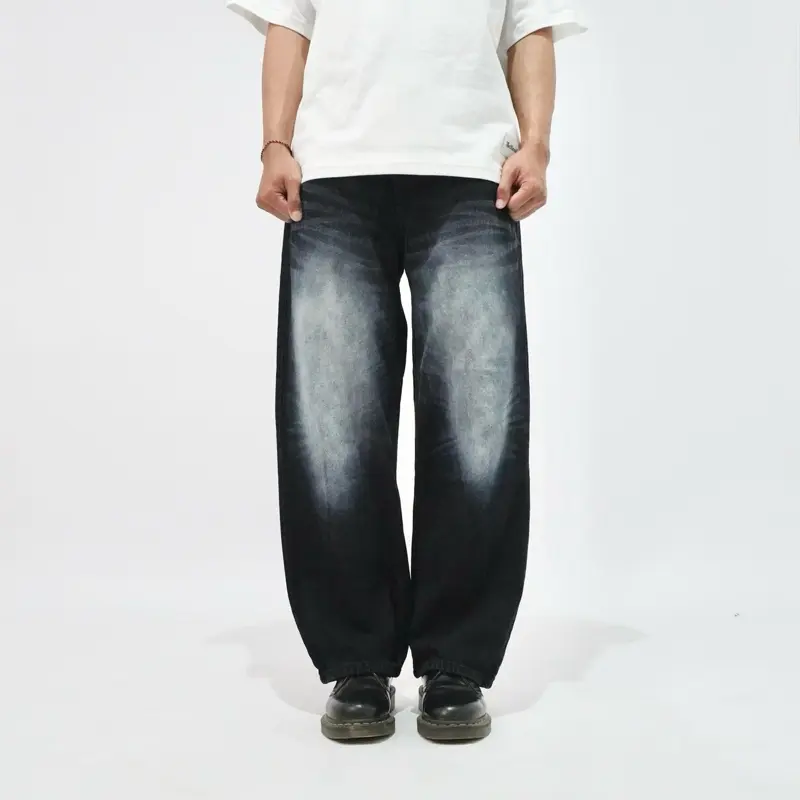 Selfless - Wide Leg Jeans Loose Pants Pria - Celana Panjang Jeans - Celana Denim Pria - Celana Retro Street Style 3