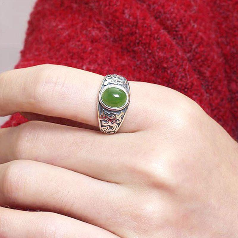 Nhẫn Nam, Phong Cách Cổ Điển Mặt Dây Chuyền Màu Xanh Lá Cây, Có Thể Điều Chỉnh, Unisex, Quà Tặng Trang Sức, Breezes 3